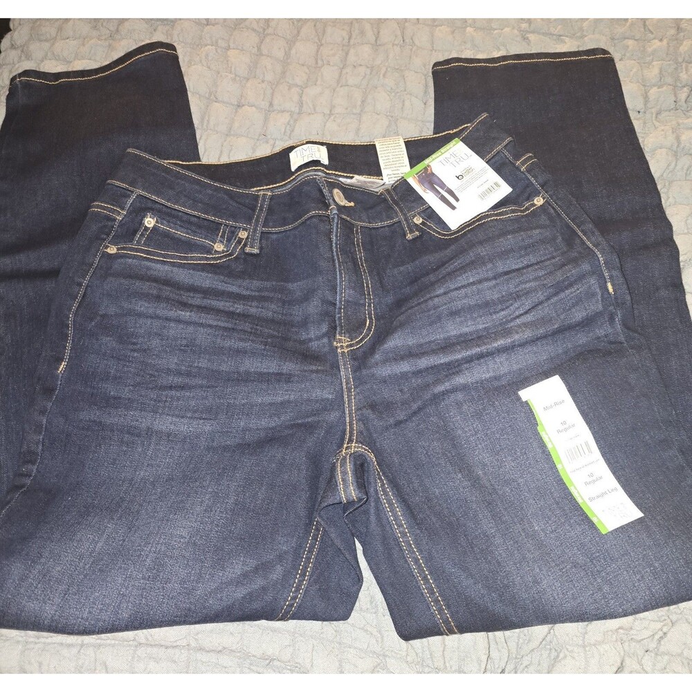 Time and Tru Women’s Jeans Size 10 Regular Mid Rise Straight Leg Dark Wash NWT